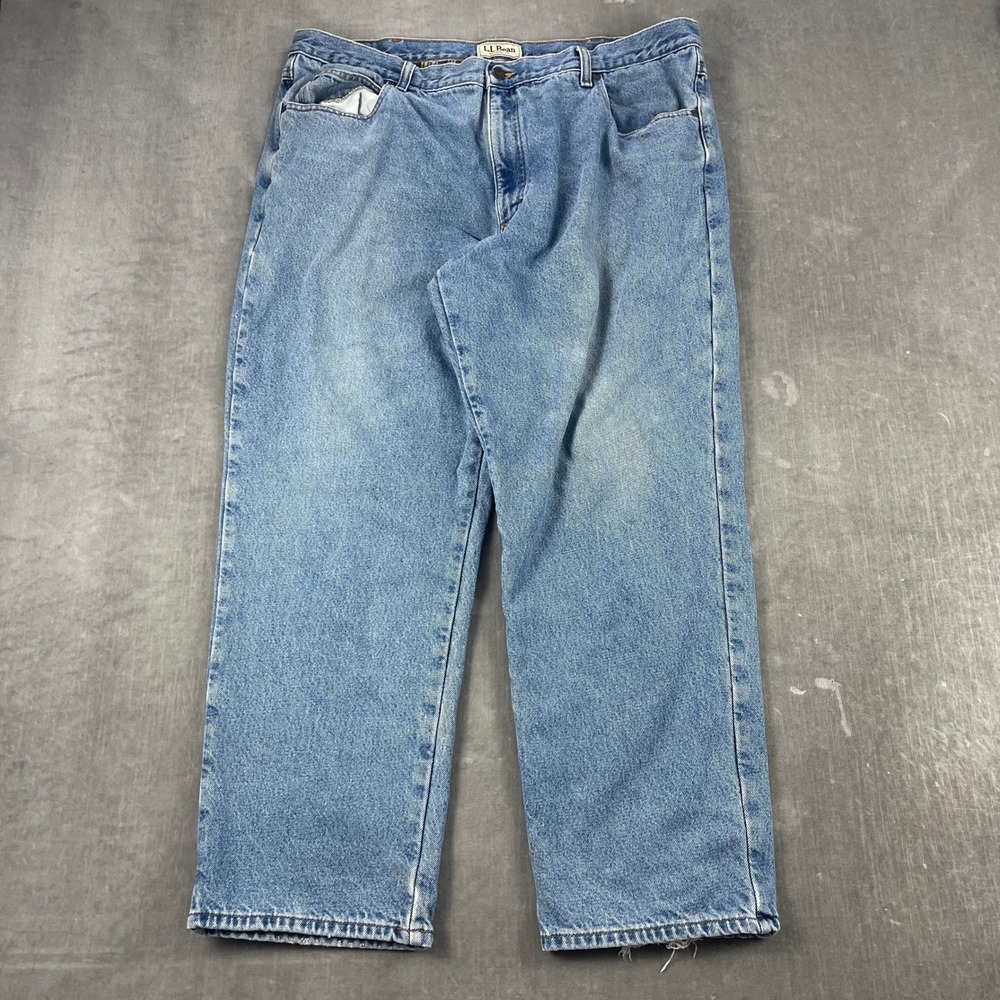 L.L. Bean Mens 42 x 30 Blue Natural Fit Straight Leg Denim Jeans Light Wash